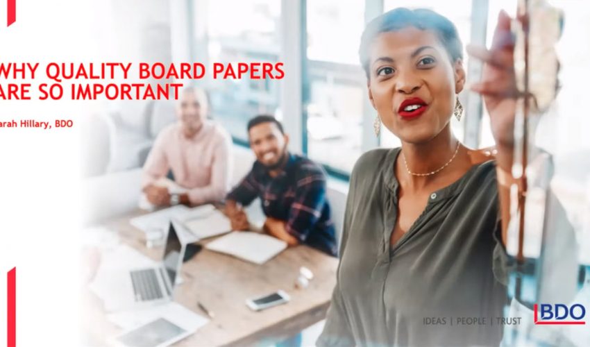 BDO Charity Update: preparing quality board papers