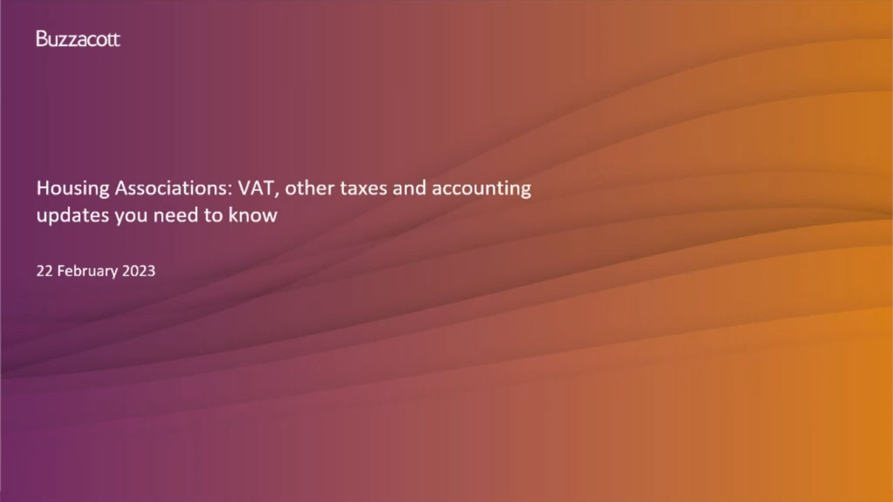 Housing Associations VAT, other taxes and accounting updates 2023