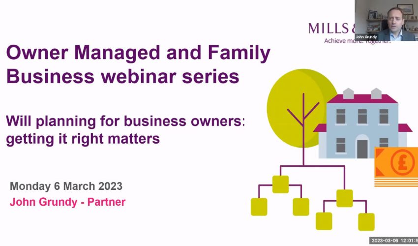Will planning for businesses: OMB webinar series