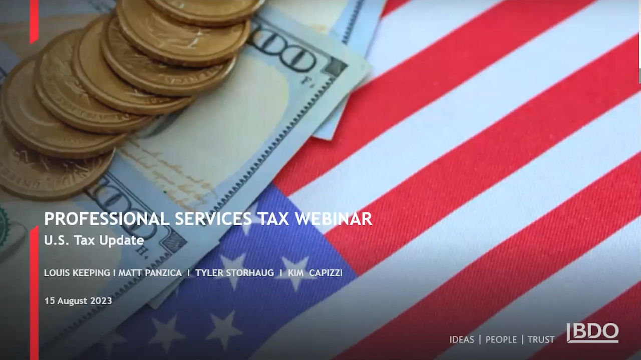 PS Tax Webinar – US Tax Update with Matthew Panzica
