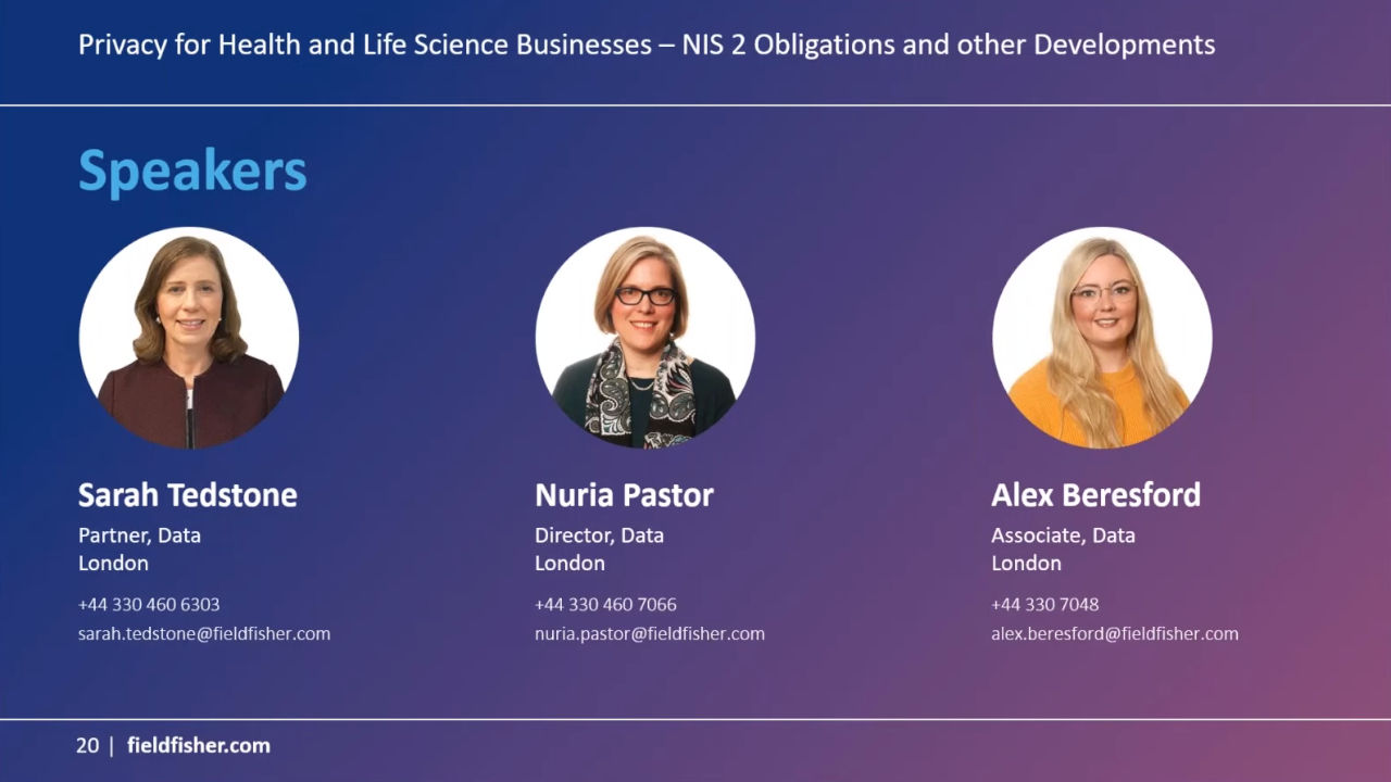 Privacy for Health and Life Science businesses – the new NIS2 obligations and key emerging trends