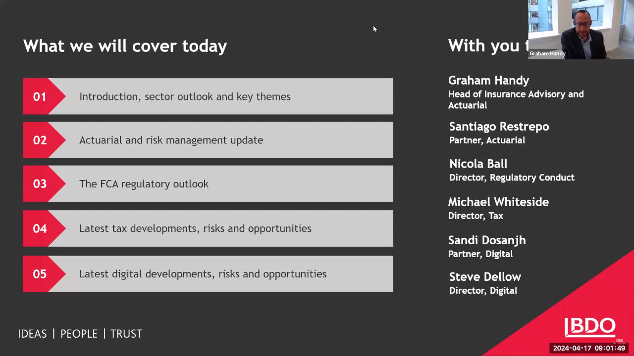 Insurance sector update| BDO Financial Services Webinar | April 2024