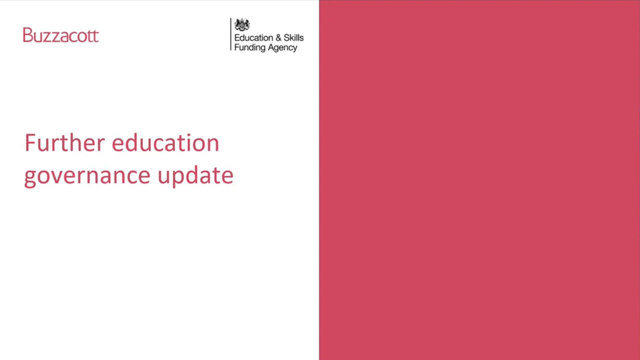 Governance code updates and advice for Further Education colleges from Buzzacott and the ESFA