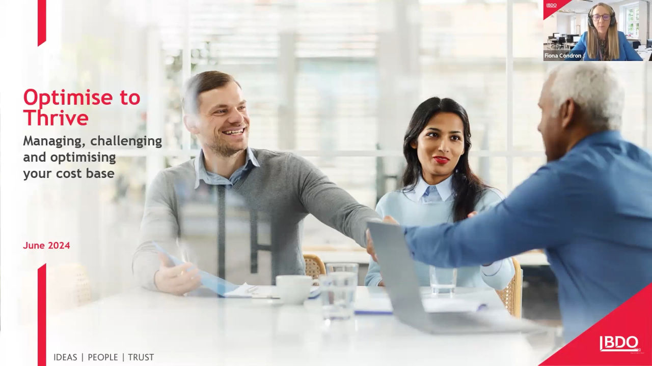 Optimise To Thrive: Managing, challenging and optimising your cost base